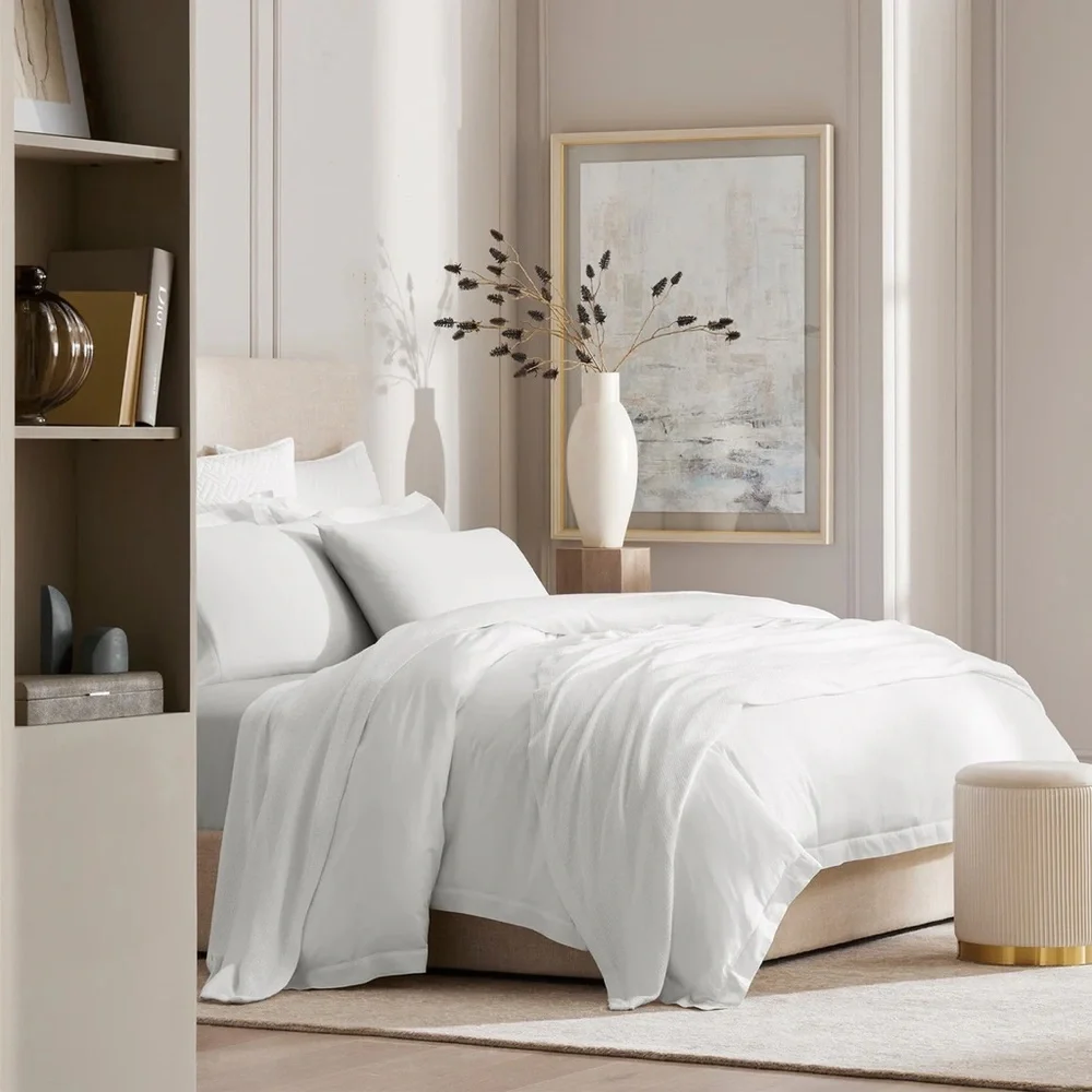 Luxurious White Waffle Blanket